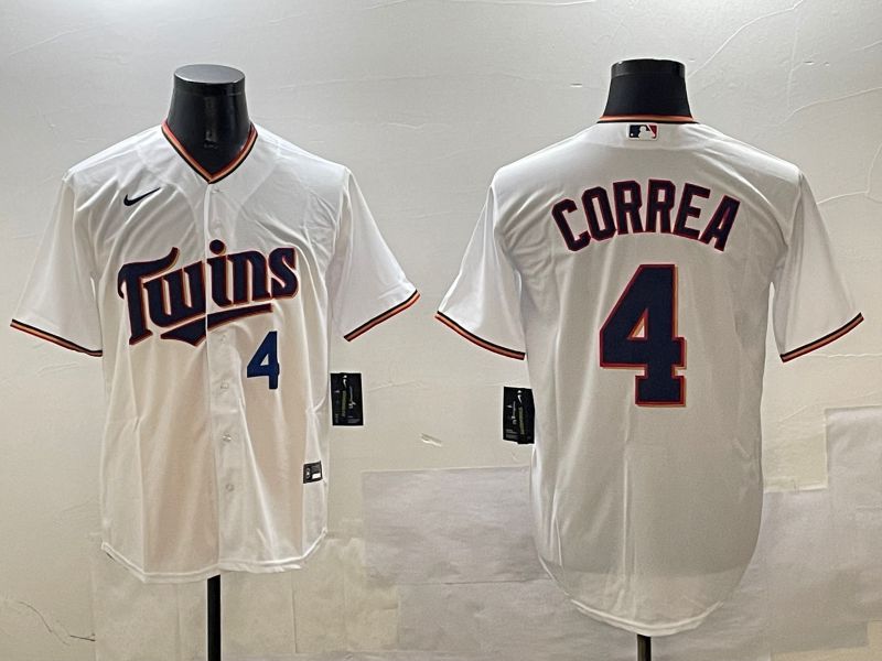 Men Minnesota Twins #4 Correa White Game 2025 Nike MLB Jersey style 3